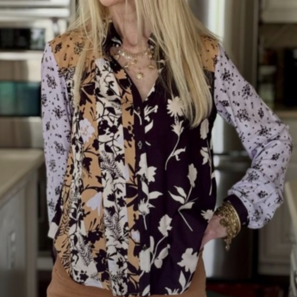 New With Tag Maeve Paz Mix Print Women’s Button Down Top from Anthropologie